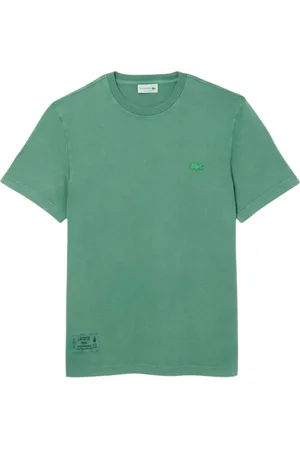 Lacoste Koszulki, Mężczyzna, Zielony, M, Len, Zielony Klasyczny T-shirt z Logo Krokodyla