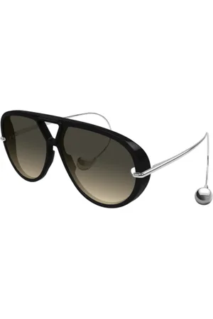 Bottega Veneta Akcesoria, unisex, Czarny, M, Czarne Oversize Pilot Okulary Przeciwsłoneczne