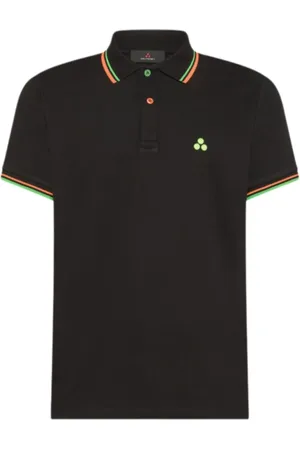 Peuterey Koszulki, Mężczyzna, Czarny, M, Bawełna, Czarna Koszulka Polo z Fluorescencyjnym Logo