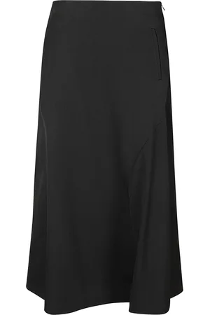YOHJI YAMAMOTO Spódnice, Kobieta, Czarny, M, Czarna spódnica z wełny gabardynowej