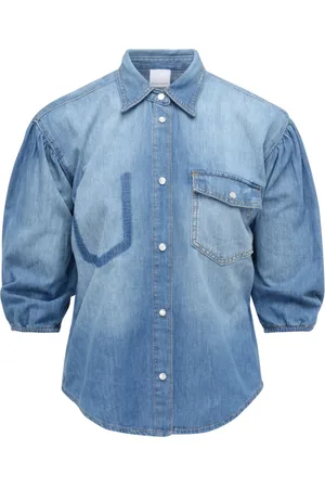 Pinko Bluzki, Kobieta, Niebieski, 2XS, Denim, Koszula jeansowa z stylem 104629