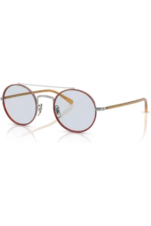 Oliver Peoples Akcesoria, unisex, Szary, S, Okrągłe Pilotki w Srebrnym Bursztynie