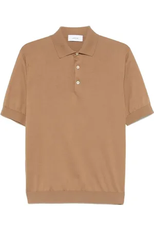 LARDINI Koszulki, Mężczyzna, Beżowy, L, Polo z drobnej dzianiny