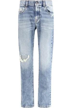 Diesel Jeansy, Mężczyzna, Niebieski, W29, Vintage Slim Leg Jeansy z Ripped Detaliami