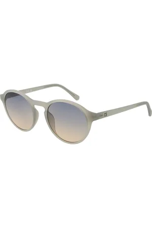 Guess Akcesoria, Mężczyzna, Beżowy, ONE SIZE, Męskie Szare Okrągłe Okulary Przeciwsłoneczne z Brązowymi Szkłami Gradientowymi