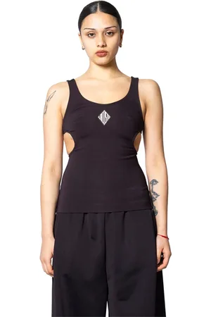 Lacoste Koszulki, Kobieta, Czarny, L, Ciemnobrązowy Lorena Top Stylowy Komfort