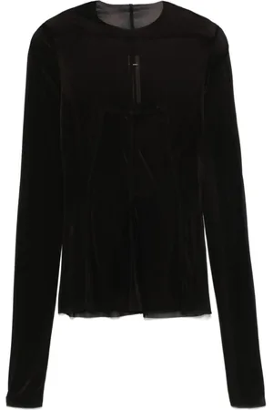 Rick Owens Koszulki, Kobieta, Czarny, S, Czarna Crew Neck T-shirts i Polosy