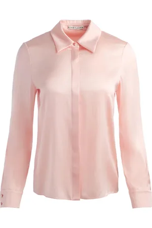 ALICE+OLIVIA Bluzki, Kobieta, Różowy, XS, Jedwabna Koszula Długi Rękaw Różowa