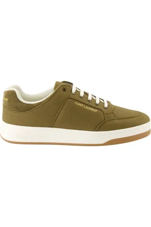 Saint Laurent Buty, Mężczyzna, Zielony, 44 EU, Zielony Khaki Skórzane i Kanwiowe Kosze