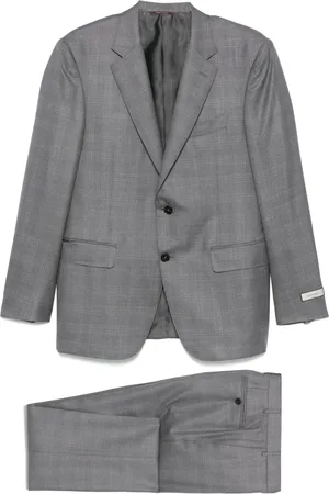 CANALI Garnitury, Mężczyzna, Szary, 3XL, Luksusowy Wełniany Jedwabny Garnitur