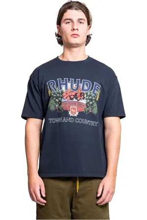 Rhude Koszulki, Mężczyzna, Wielobarwność, L, Vintage Czarna Town and Country Tee