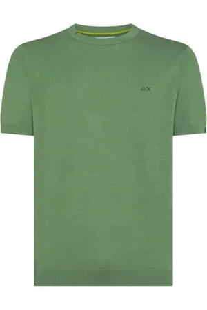 sun68 Koszulki, Mężczyzna, Zielony, M, Bawełniany T-shirt z Logo na Przodzie