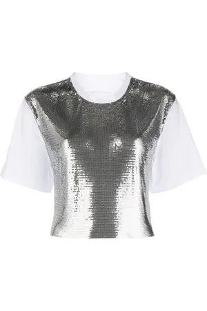 Paco rabanne Koszulki, Kobieta, Szary, S, Metaliczny top dla eleganckiego wyglądu