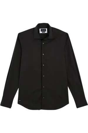 Eden Park Koszule, Mężczyzna, Czarny, XL, Nylon, Koszula Slim Fit z Długim Rękawem
