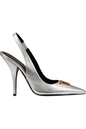 Tom Ford Buty, Kobieta, Szary, 38 EU, Złote Detale Metalowe Skórzane Pompki