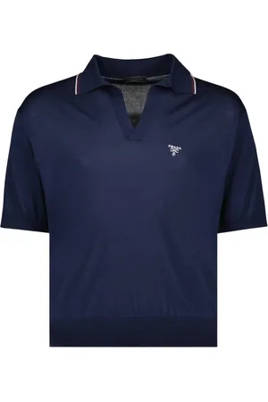 Prada Koszulki, Mężczyzna, Niebieski, M, Jedwabny Polo Shirt dla Mężczyzn