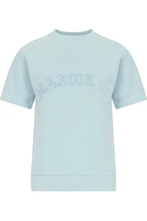Maison Margiela Koszulki, Kobieta, Niebieski, XS, Niebieski Sweter z Haftem Logo