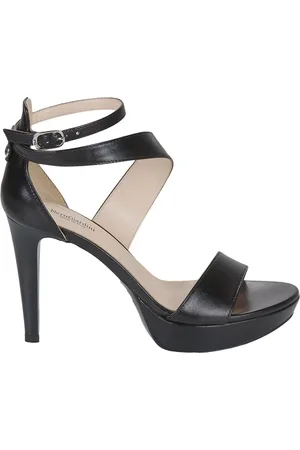 Nero Giardini Buty, Kobieta, Czarny, 36 EU, Czarne Skórzane Sandały Damskie