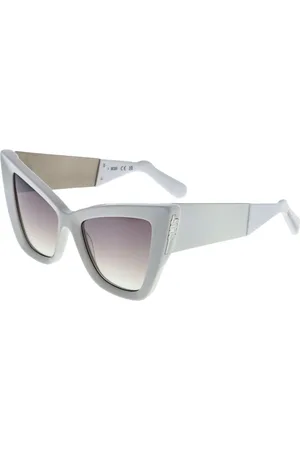 GCDS Akcesoria, Kobieta, Beżowy, ONE SIZE, Białe Okulary Przeciwsłoneczne Cat Eye Brązowe Lustro