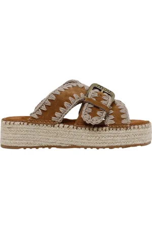 Mou Buty, Kobieta, brązowy, 36 EU, Brązowe Plecione Sandały na Platformie