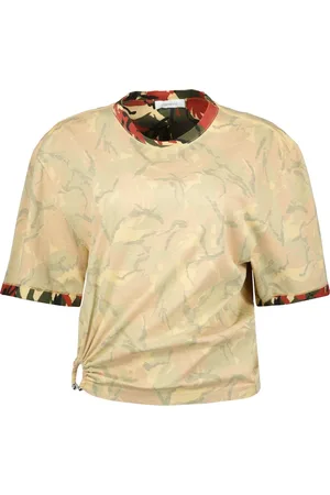 Paco rabanne Koszulki, Kobieta, Beżowy, S, T-shirt w kamuflażu Wiosna-Lato 2025