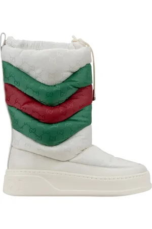 Gucci Buty, Kobieta, Biały, 35 EU, Nylon, Damskie Śniegowce na sznurowadła