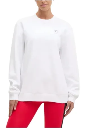 Emporio Armani Bluzy, Kobieta, Biały, S, Bluza z Sercem Biały Minimalistyczny Design