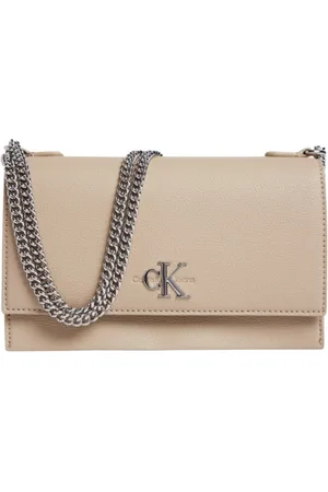 Calvin Klein Torebki, Kobieta, Beżowy, ONE SIZE, Beżowa torba na ramię z PU