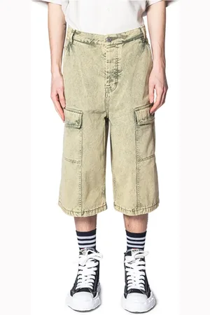 Ami Szorty, Mężczyzna, Zielony, W31, Len, Cargo Bermuda Shorts w Laurel