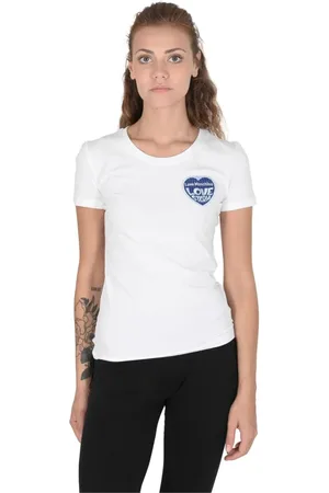 Moschino Koszulki, Kobieta, Biały, S, Wielokolorowy T-shirt z okrągłym dekoltem