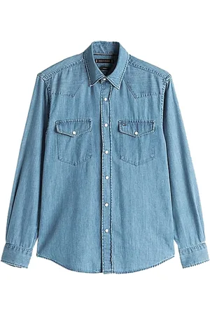Tommy Hilfiger Koszule, Mężczyzna, Niebieski, L, Denim, Jasnoniebieska Koszula Westernowa