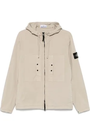 Stone Island Kurtki, Mężczyzna, Beżowy, L, Beżowa Kurtka z Emblematem