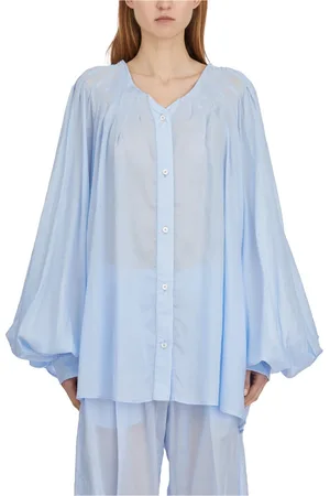 Thelatest Bluzki, Kobieta, Niebieski, S, Puff Sleeve Shirt