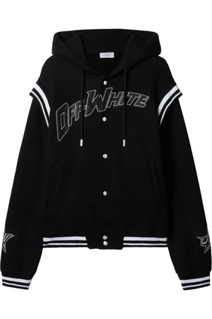 OFF-WHITE Bluzy, Mężczyzna, Czarny, L, Czarny sweter z kapturem i kieszeniami