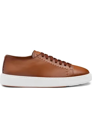santoni Buty, Mężczyzna, brązowy, 44 EU, Brązowe Sneakersy z Ręcznie Wykonanymi Szczegółami