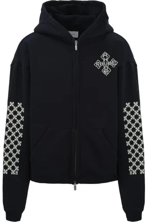 Rhude Bluzy, Mężczyzna, Czarny, S, Bluza z kapturem z logo krzyża czarna