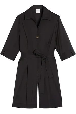 Max Mara Kombinezony, Kobieta, Czarny, L, Bawełna, Bawełniany kombinezon z krótkimi rękawami