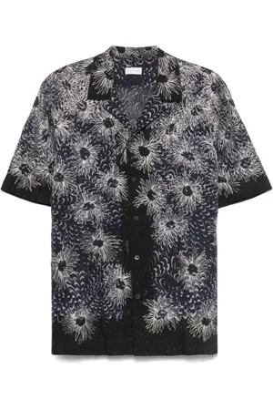 DRIES VAN NOTEN Koszule, Mężczyzna, Niebieski, L, Niebieska koszula z guzikami i detalami 3D
