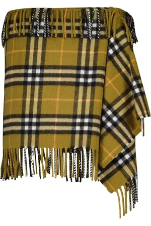 Burberry Spódnice, Kobieta, Zielony, S, Kaszmir, Spódnica Szal w Kratę Vintage