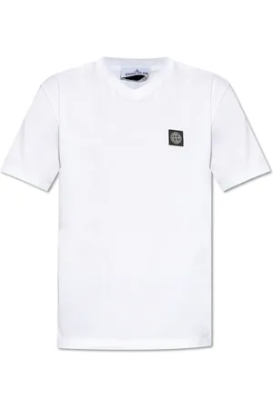 Stone Island Koszulki, Mężczyzna, Biały, XL, Bawełna, T-shirt z logo