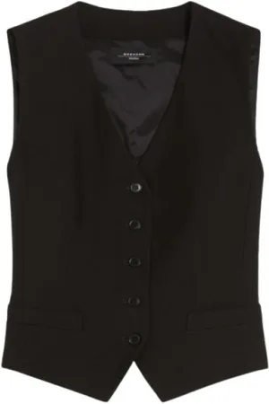 Max Mara Kurtki, Kobieta, Czarny, S, Czarny kamizelka z kieszeniami