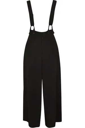YOHJI YAMAMOTO Kombinezony, Kobieta, Czarny, S, Czarne Spodnie z Technicznego Materiału z Szelkami