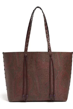 Etro Torebki, Kobieta, brązowy, ONE SIZE, Skóra, Paisley Jacquard torba na zakupy z podszewką skórzaną