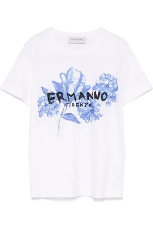 ERMANNO SCERVINO Koszulki, Kobieta, Wielobarwność, M, Kryształowo zdobiona koszulka Elegancki Styl