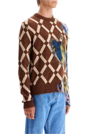 Marni Swetry, Mężczyzna, Wielobarwność, M, Sweater z Efektem Zniszczenia