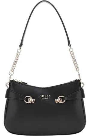 Guess Torebki, Kobieta, Czarny, ONE SIZE, Czarna torebka z jasnozłotym zamkiem błyskawicznym