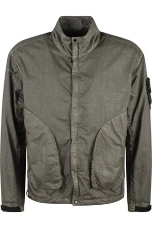 Stone Island Kurtki, Mężczyzna, Zielony, M, Nylon, Kurtka Nylon Panama z Efektem Marmuru