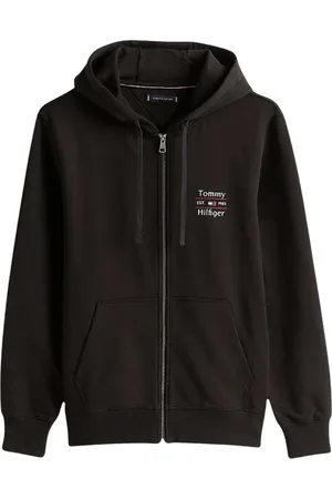 Tommy Hilfiger Bluzy, Mężczyzna, Czarny, M, Bawełniana bluza z zamkiem błyskawicznym