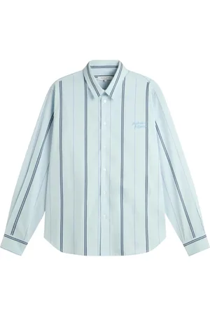 Maison Kitsuné Koszule, Mężczyzna, Niebieski, M, Heritage Stripe Luźna Koszula