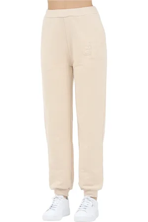 Calvin Klein Spodnie, Kobieta, Beżowy, S, Beżowe Sportowe Spodnie z Monogramem CK